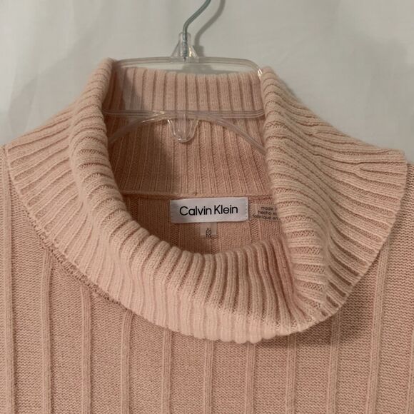 Calvin Klein Sweater Women Size XL Cowl Neck Soft Tunic Blush Pink Ivory NWT - Picture 9 of 9